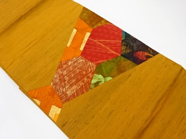 JAPANESE KIMONO / VINTAGE NAGOYA OBI / TSUMUGI / ABSTRACT PATTERN